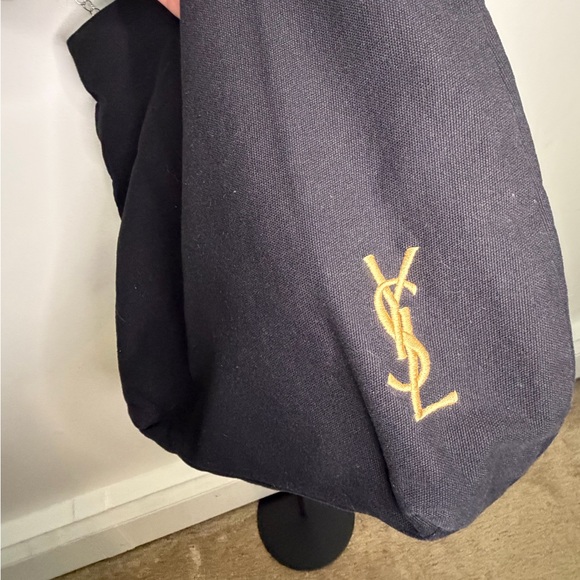 Yves Saint Laurent Black Tote with Gold Embroidered YSL Logo - Picture 3 of 12